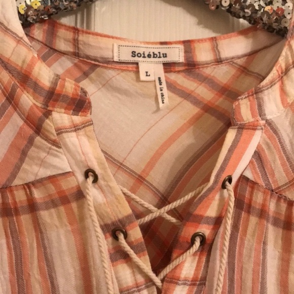 NWOT Soieblu Cotton Hi Low Plaid Tunic Dress S - Picture 6 of 8